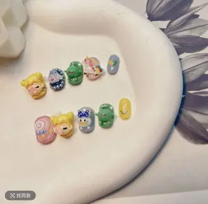 kids-Pop Mart Dream Series Short Press-On Nails – Macaron Cartoon Ready-to-Wear Nail Art, Versatile Kawaii Style