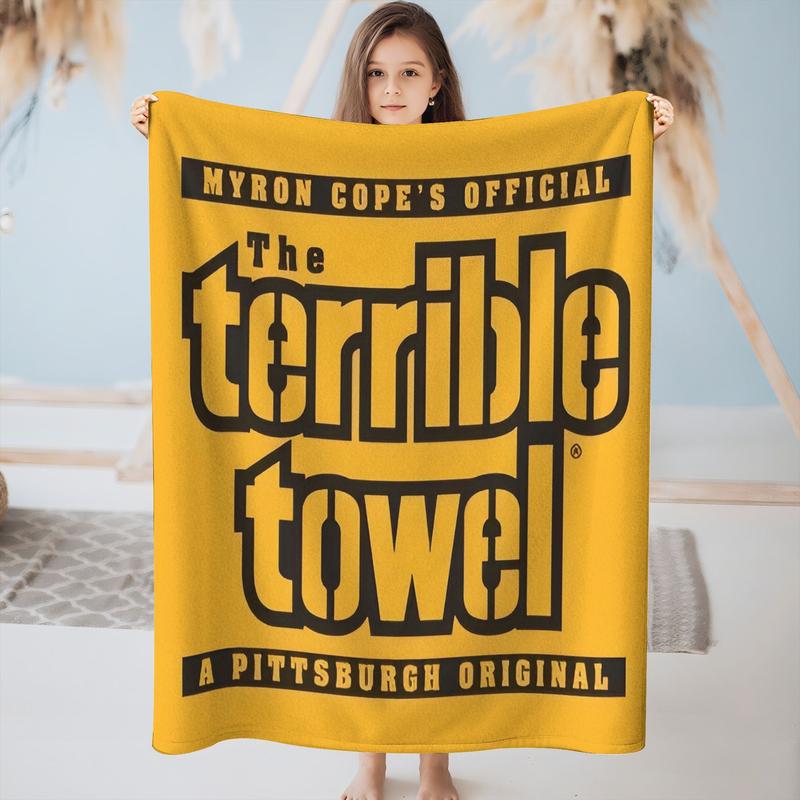 Myron Cope Official Terrible Towel Ultra Soft Flannel Blanket All Season Comfortable for Living Room Office Sofa Travel Multi Purpose Gift Home Decor Accessory