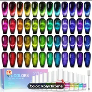 Buchona Fall Nail Set - 12-Color Crystal Cat Eye Gel Polish Set with Double-Head Magnetic Stick and Reflective Disco Finish - Nail Care