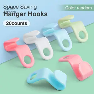 20Pcs Clothes Hanger Connector Hooks, TikTok Viral Super Space Saving Hanger Extender Hooks, Heavy Duty Cascading Closet Organizer, Plastic Sturdy Hanger Hooks for Wardrobe Closet Bedroom Dorm Organization, Random Color