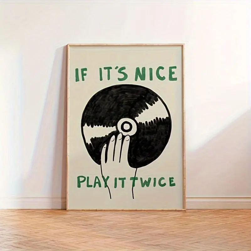 A minimalist black cartoon record canvas print, vintage record wall art artwork, nostalgic retro music home decor print, suitable for office and living room, unframed. Abstract Face Design Artistic