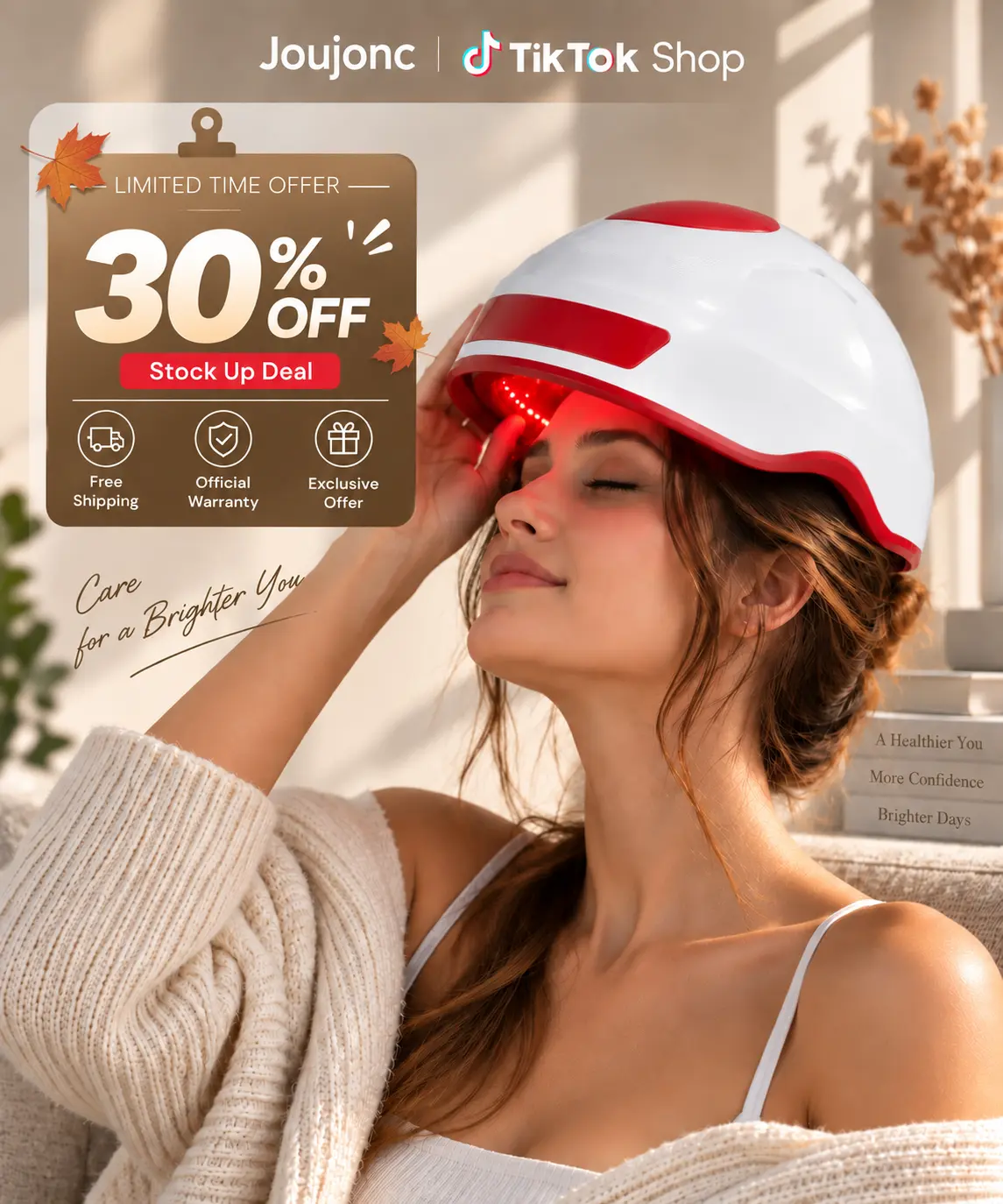 Wearable Scalp Health Cap for Men & Women, Red-Blue Light Full Coverage Hands-Free At-Home Hair Care Device with Clean Wipe, 2 Part Hair Transformation Final Result