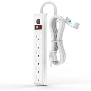 Surge Protector Power Strip, 4 Feet Extension Cord, 600 Joules Surge Protection, Multiple Protection 6 Outlet Strip, 14 AWG Cord, 15A/1875W, ETL Listed
