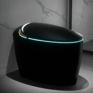 WinZo Luxury Smart Toilet With Bidet Seat, Elongated Egg Shaped Modern Design, Auto Open Auto Flush, Adjusted Heated Seat, Night Light, Matte Black