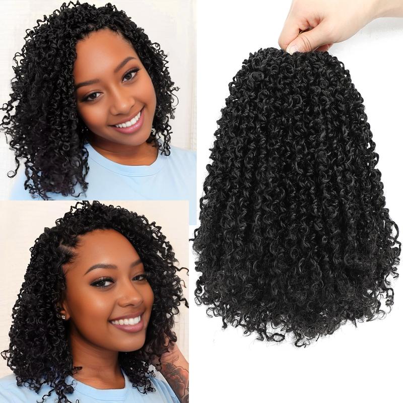 BEFUNNY 8 Inch Pre-looped Yanky Twists Crochet Braids 3 Packs  Passion Twist with Curly Ends Spring Mini Twist Crochet Hair for Black Women Boho Crochet Braids Synthetic