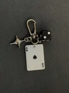Unisex Creative Cartoon Dice Keychain, Keychain for Bags, Acrylic Poker Card Pendant, Fashion Personalized Backpack Accessory, Car Hanging Decoration for Women