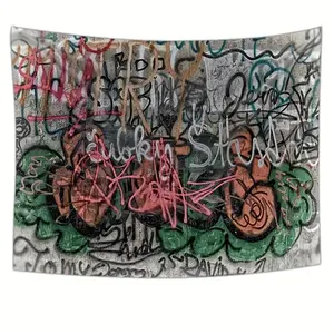 Graffiti Art Print Wall Hanging, Urban Street Style Decorative Tapestry for Living Room Bedroom, Available in Multiple Sizes Peach bedroom decor tapestry mens room decor bedroom decorations cool stuff for your bedroom