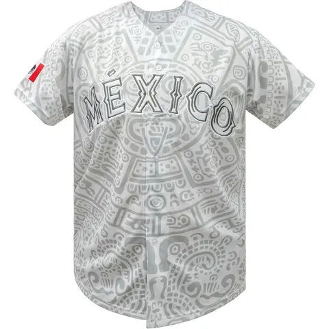 Men's Baseball Jersey, Casual Sports Jersey, Short Sleeve Mexico Embroidered Shirt For Sports, Casual Sporty Top, Embroidery Sportswear