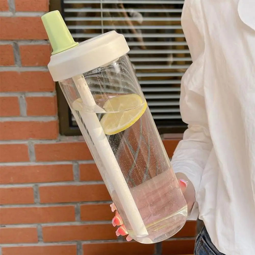 Portable Large-capacity Drinking Bottle, 1 Count Washable Reusable Tumbler, Transparent Plastic Water Cup with Straw & Lid, Water Mug, Outdoor Drinkwa