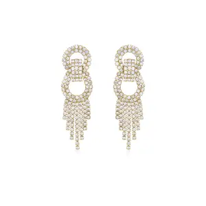 Ettika Crystal Gatsby Statement Earrings – 18k Gold Plated Brass Earrings with Glass Crystals for Elegant Evenings