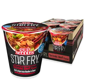 Nissin Cup Noodles Stir Fry Noodles in Sauce, Teriyaki Beef, 3 Ounce (Pack of 6)