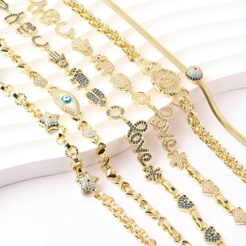 14K Gold Plated Classic Elegant Semi Formal Cable Chain Charm Bracelet - 17cm + 3cm Extension, Ideal for Anniversary Gifting