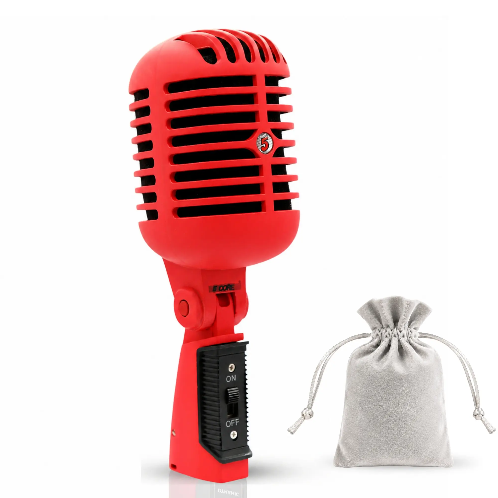 5Core Vintage Microphone Classic Dynamic Professional XLR Studio Retro Style Mic RED