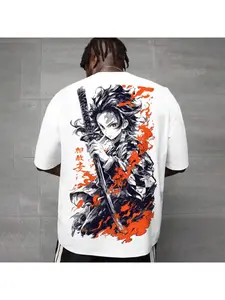 Devil Killer Men's Round Neck T-shirt Streetwear Kamado Tanjiro Summer Anime T-shirt Spring and Autumn Boys Personalized Short Sleeve