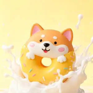 Lipstick Pet Latex Toy, Cartoon Animal Shape Donut Chewing Teething Sound Dog Toy, Fun Interactive Puppy Plaything, Durable & Safe Design