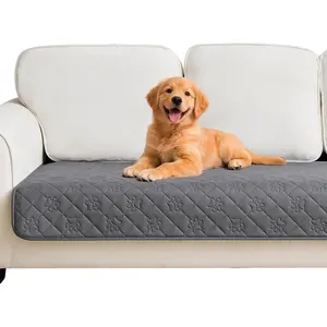 Waterproof Couch Cover for Dogs, Washable Pet Blanket, Paw Print Quilted, Pet Hair Resistant, Scratch-Resistant, Pee Proof Furniture Protector for 2-3 Seat Sofa and Bed, 30x70 Inch, Grey