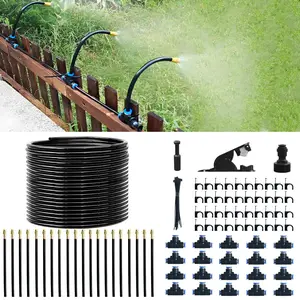 65.6Ft 360 Adjustable Drip Irrigation System Kit, Automatic Garden Watering System with 20 Copper Nozzles, Atomizing Misting Watering System with 360 Bending Dropper for  Lawn Patio