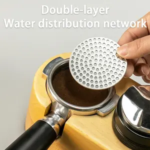 51/53/ 58mm Pre-Soaked Extraction Sheets, 304 Stainless Steel Dual Layer Water Separation Net, Italian Coffee Machine Powder Bowl Filter