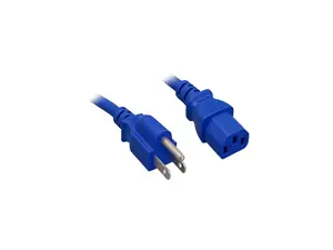 Nippon Labs 18 AWG Blue Standard Power Cord NEMA 5-15P to C13, NEMA5-15P/IEC320 C13, SJT, 10A, 125V, 3ft.