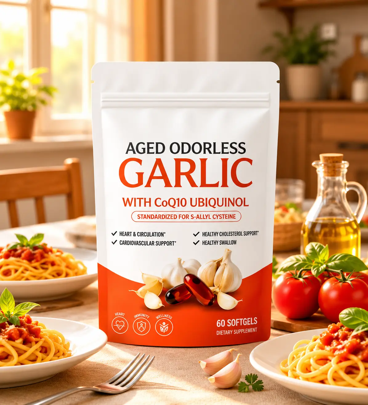 Garlic Extract 600mg Softgels Odorless Aged Garlic Extra - 60 Softgels