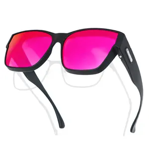 MEELOOG Polarized Over Glasses Sunglasses for Men & Women Classic Rectangle Fitover UV400 Protection for Driving Fishing & Outdoors MST0091