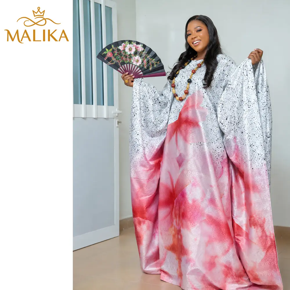 New Arrival Frist Quality Perfume Boubou Dress With Scarf For Nigerian African Noble Lady Dashiki Evening Party Print Bazin Riche Maxi Long Sleeve