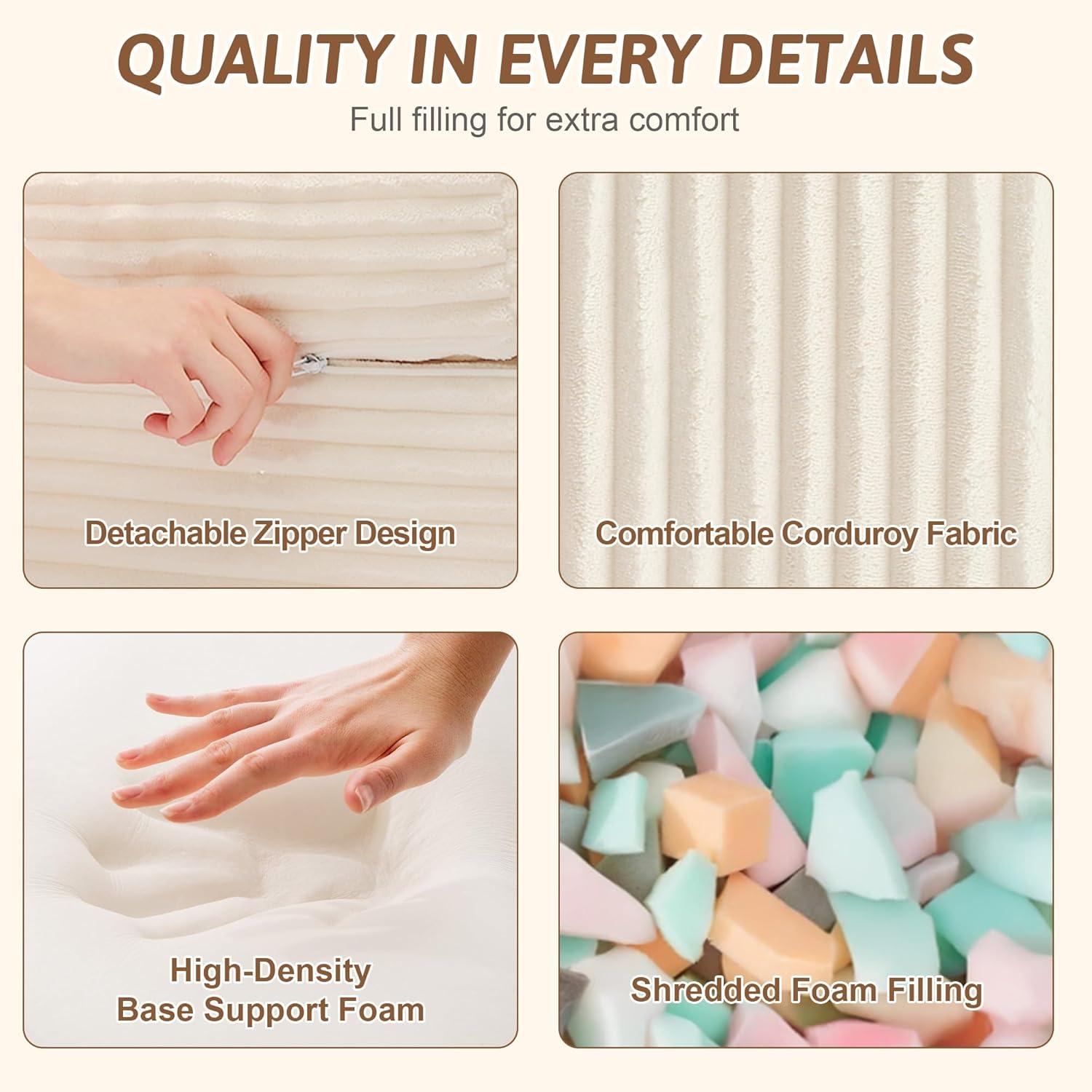 Winzoo Convertible Sofa Bed, Pull Out Boneless Couch Loveseat Floor Sofa Bed with Pillows, 2-Seater Folding Sofa Loveseat Boneless Couch for Living Room, Bedroom, Apartment, Office(Grey)