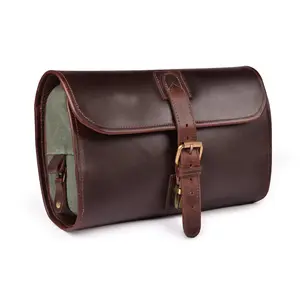 LEATHER VILLAGE Hanging Toiletry Bag for Men & Women Leather Toiletry Bag for Men Mens Toiletry Bags for Traveling Hanging Travel Toiletry Bag Mens Travel Bag Toiletry Dopp Kit Shower Bags- Red