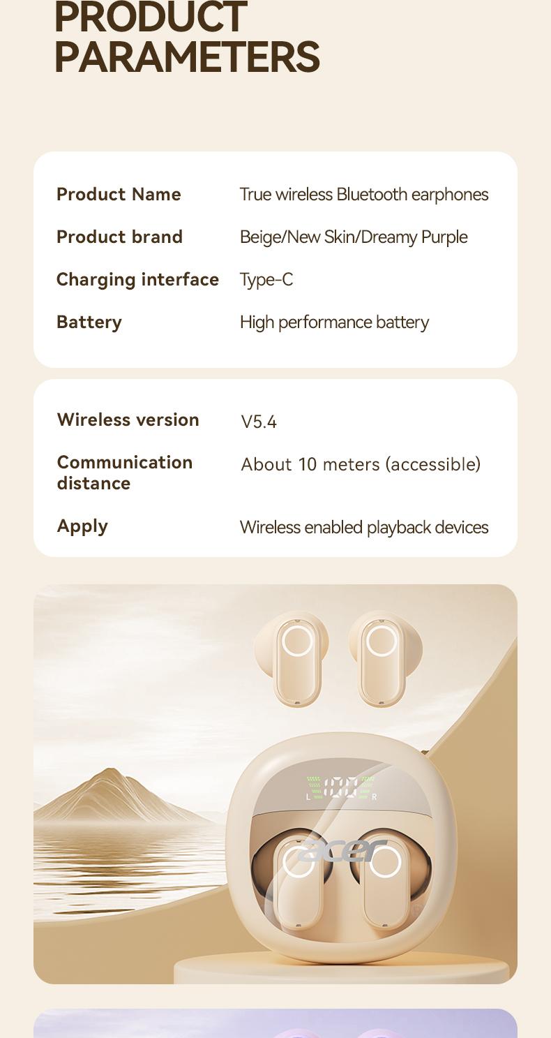 Acer OHR513 Wireless Earphone,In-ear Design Earphones with Digital Cal, LongStandby Headset for Men & Women, Audio Earbud Electronic ear headphone fast charge Black Acer OHR513 Wireless Earphone,In-ear Design Earphones with Digital Cal, LongStandby Headset for Men & Women, Audio Earbud Electronic ear headphone fast charge Black