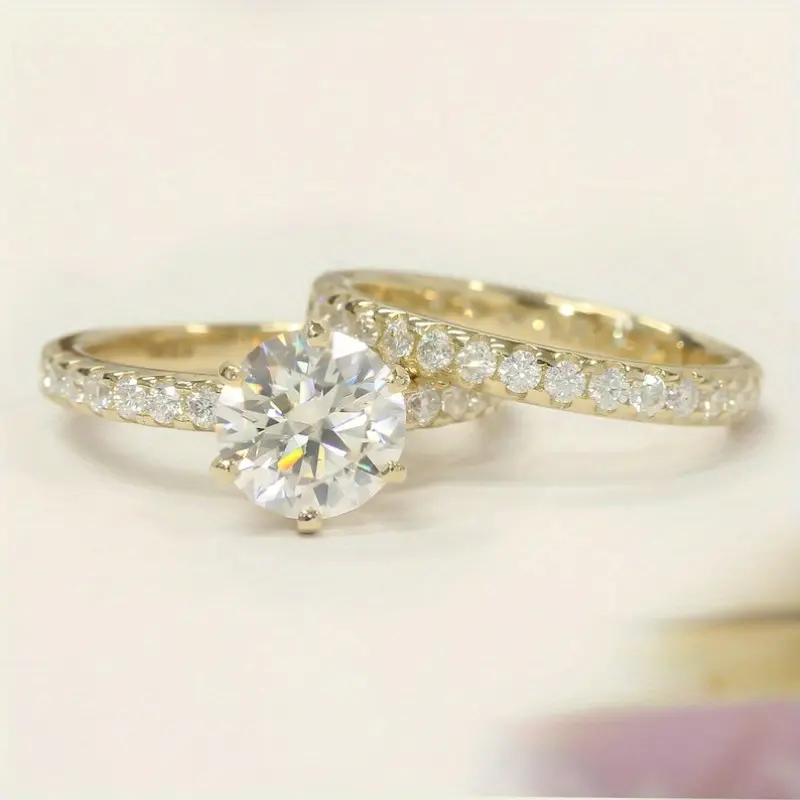 Elegant Circular 6-Claw Engagement Ring Set - Cubic Zirconia Design for Weddings, Anniversaries & Travel, Perfect Valentine's Day Gift for Her