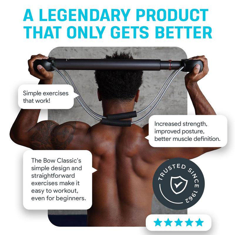 Bullworker Bow Classic 36" Isometric Exercise Equipment, Portable Strength Training Home Gym for Back, Shoulder, Chest, Biceps, Abs, Arms