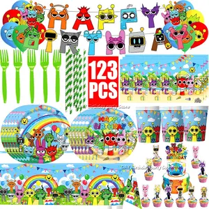 Incredi Sprunkibox Birthday Party Decoration Latex Balloons Cup Plate Napkin Tablecloth Split Sales Backdrop Party Supplies