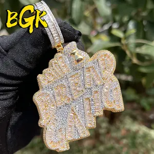 BGK -  Iced Out Pedant Bread Gang Necklace for Men Cubic Zirconia Baguette Double  Hip Hop Jewelry Valentine's Day Gift for Men & Women & Boy & Girl Mothers' Day Gift #Springtok