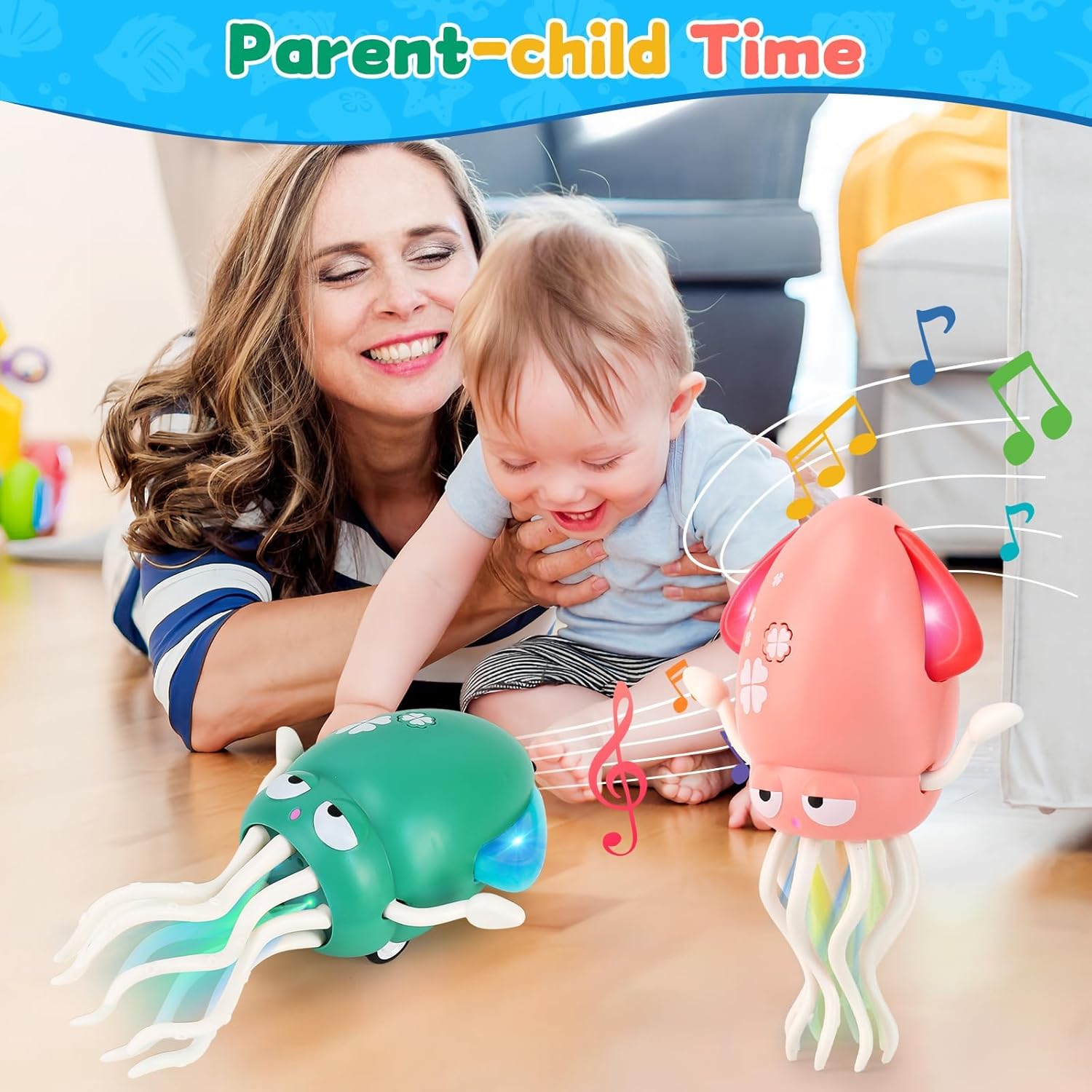Dancing octopus with lights and music, interactive automatic obstacle avoidance octopus crawling , fun participatory game activities cool gift toy duck Auto-Dance Obstacle-Sensing Octopus Toy electric squid Colorful LED