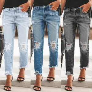 New2025NewWomen'sStretchRippedWashedDenimJeans,ComfortableAndCasual9-InchDenimShorts