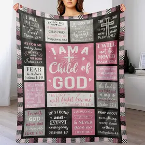 Sanctum home Flannel Fleece Blanket Throw Size for Couch Sofa - Soft Plush Blanket for Bedroom Bed, Lightweight Cozy Fuzzy Blanket All Season Christianity Jesus