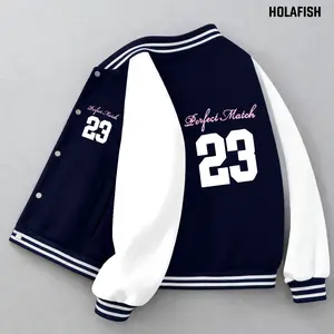 Holafish Kids Varsity Jacket Print Girls Boys Baseball Jacket Bomber Coat School Uniform with Pocket Spring Wear School Coat
