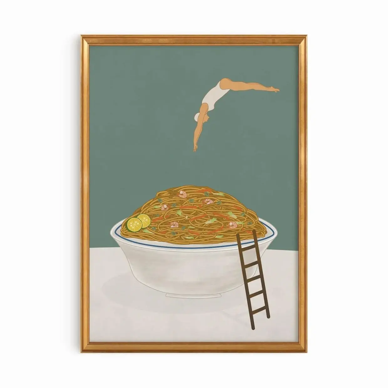 Pancit Wall Art Print, Filipino Food Poster, Whimsical Kitchen Decor, Noodle Illustration, Philippines Gift Z