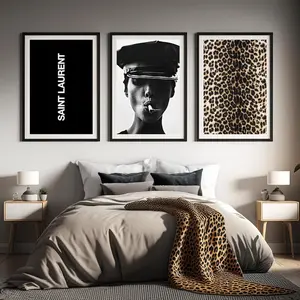 Black Trendy 3 Set Of Prints, Leopard Cheetah Print, New York Fashion Poster