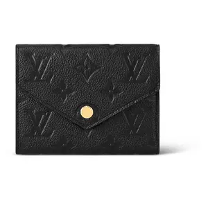 Louis Vuitton Victorine Classic Monogram Embossed Soft Compact Wallet for Women, Elegant Black