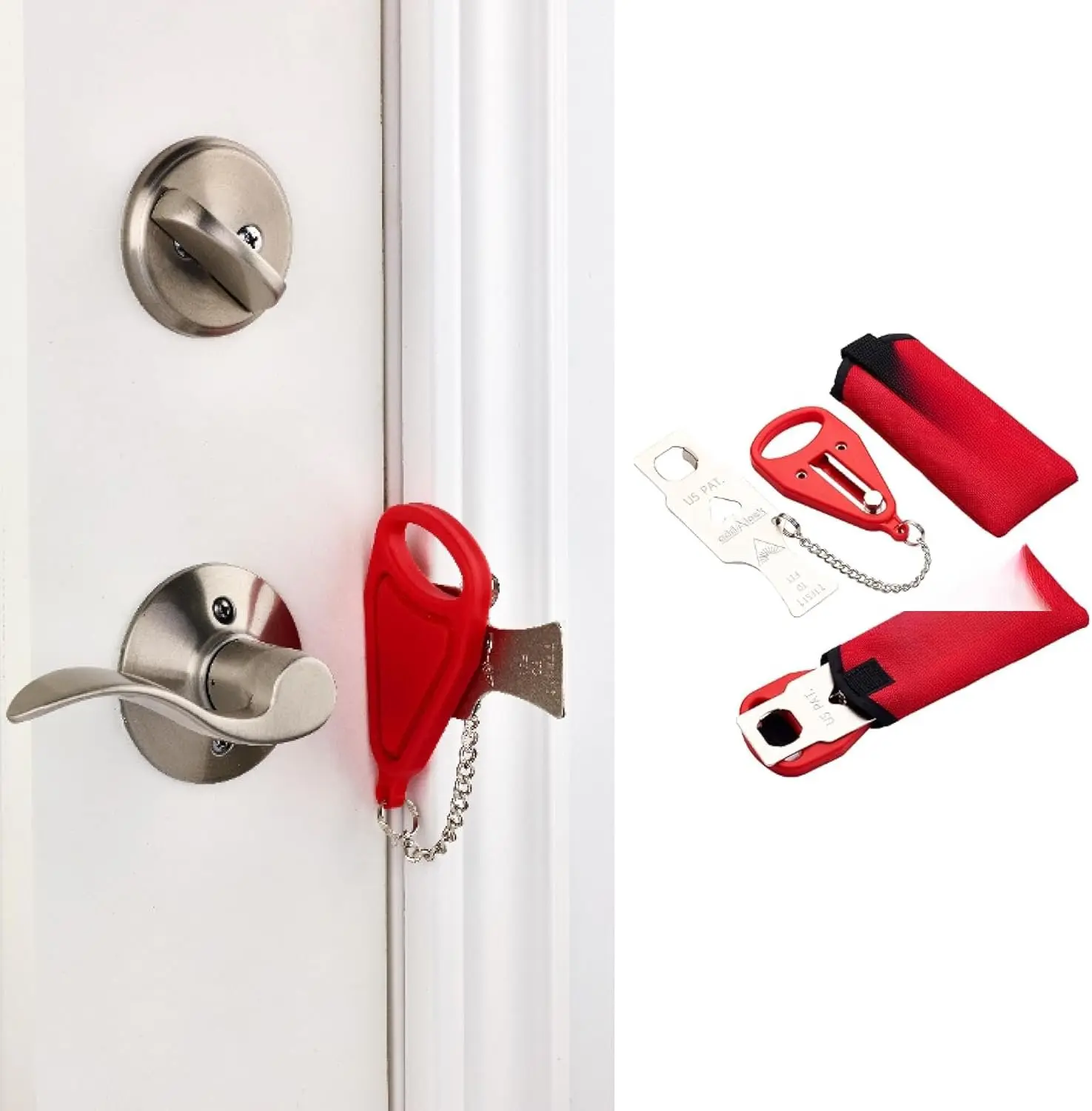 The  Portable Door Lock for Travel & Home , 1- Door Latch Lock for Houses, Apartments, Hotels, Motels, Dorms & AirBnBs - Lock The Door & Stay at Home or Away, 2 Pack