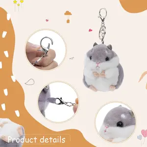 2PCS Cute Hamster Plush Set, Compact and Lightweight, Suitable for Dog Play and Dog Gifts Keyring Charm Handbag Pendant