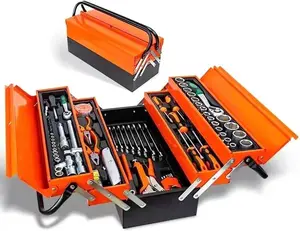Professional Auto Repair Toolbox, 85 Pcs Car Repair Tool Kit, Household Tool Set, 3 Layer Folding Toolbox, For Diy, Home Maintenance, Car Repairing