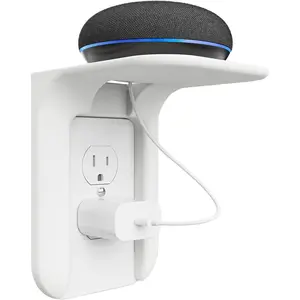 Outlet Shelf Wall Holder, Bathroom Shelf up to 10lbs Standard Vertical Duplex Wall Organizer for   Decor Space Saving Power Tools,  (OLS001-W), 1 Pack, White