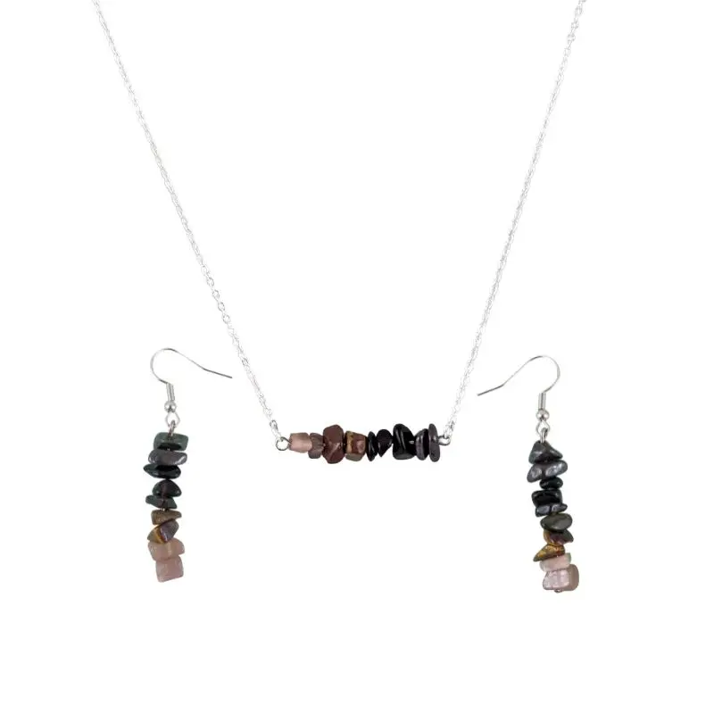 Good Vibes: Focus and Ambition Bar Necklace and Dangle Earrings Set