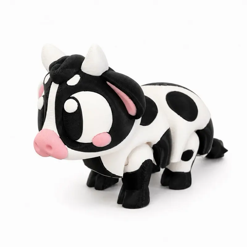 3D Printed Articulated Cow - Fidget Toy, Collectible Figurine