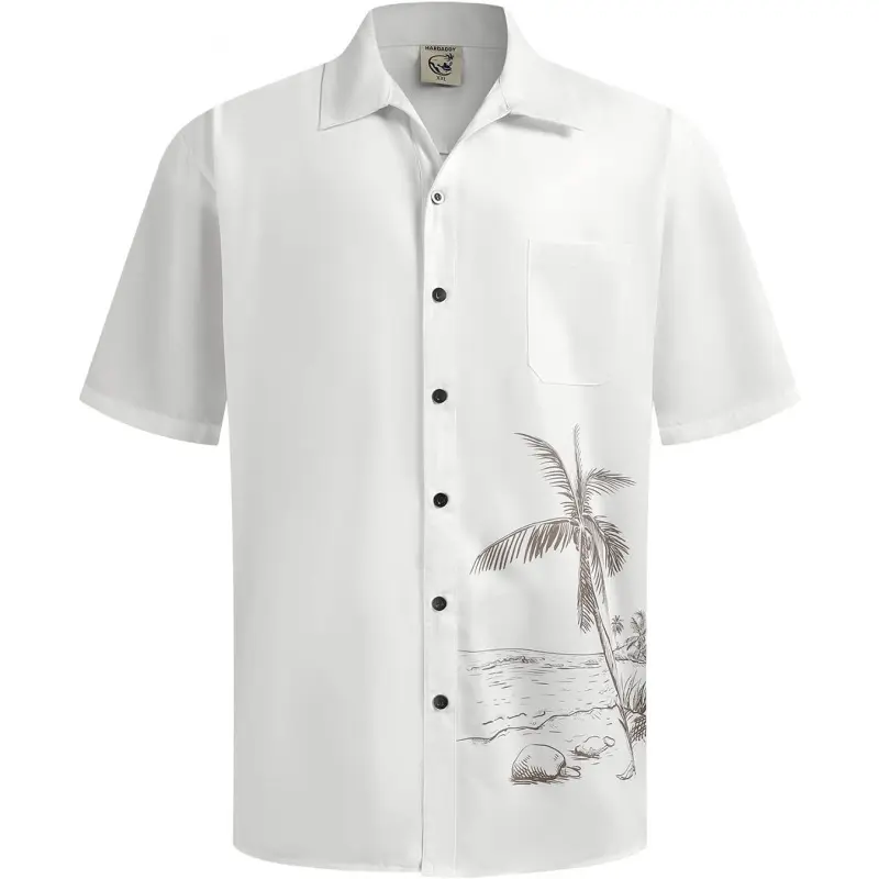 Hardaddy Men's Hawaiian Shirt Short Sleeves Coconut Printed Button Down Summer Beach Casual Shirts