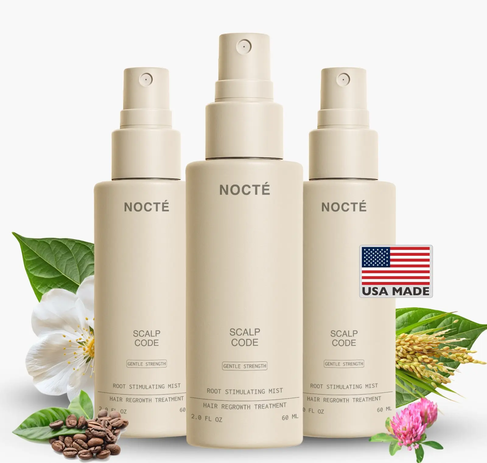 Nocté Scalp Code Advanced 2% Minoxidil Hair Regrowth Treatment for Men & Women with Botanical Complex Vegan-Friendly Haircare, 3-Month Supply