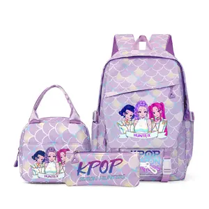 2026 new kpop witch hunter group three-piece backpack large capacity school bag cartoon backpack