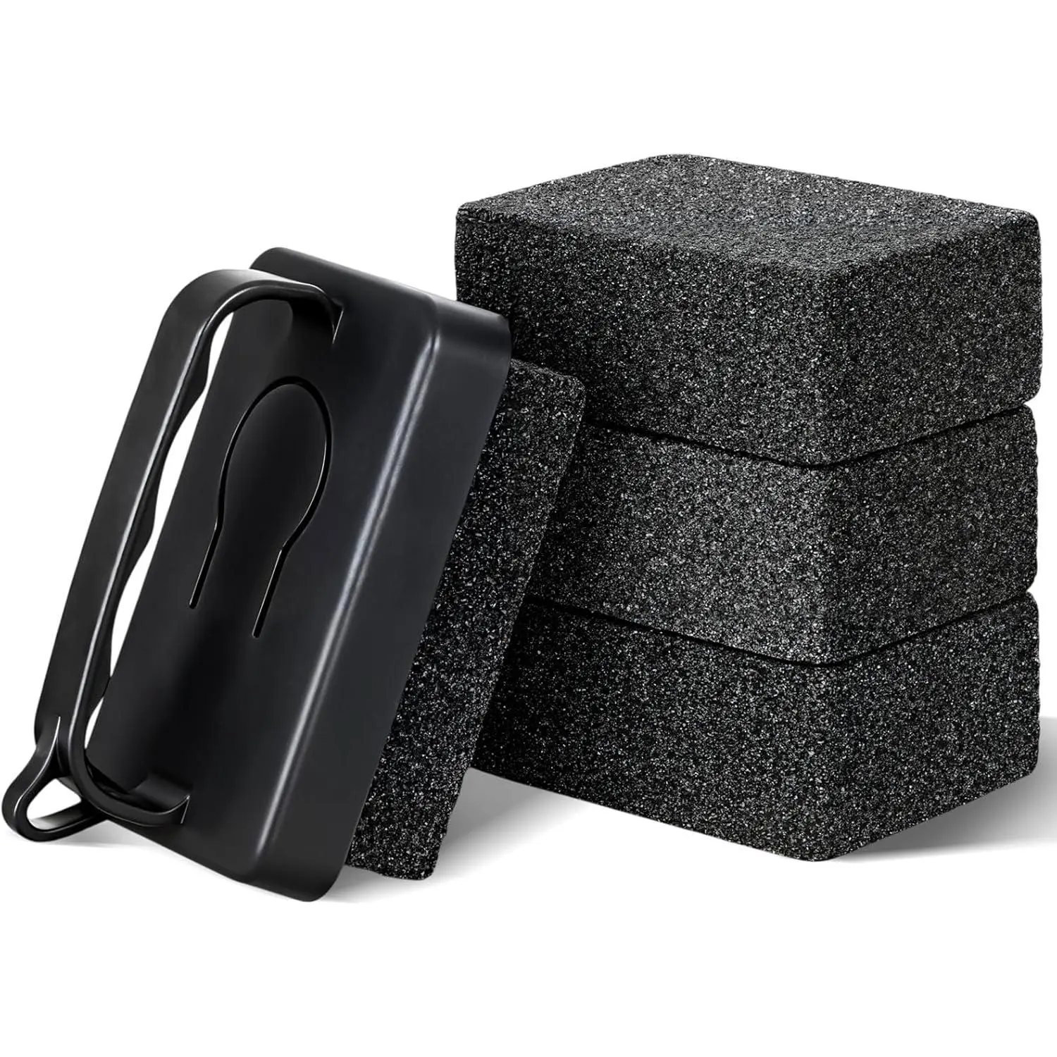 4 Pack Duty Grill Cleaner Brick, Griddle Stone 3.9 x 2.8 x 1.6 Inches Grill Cleaner with Handle, Pumice Stone for Removing Stains, BBQ, Flat Tops, Swimming Pool, Sink